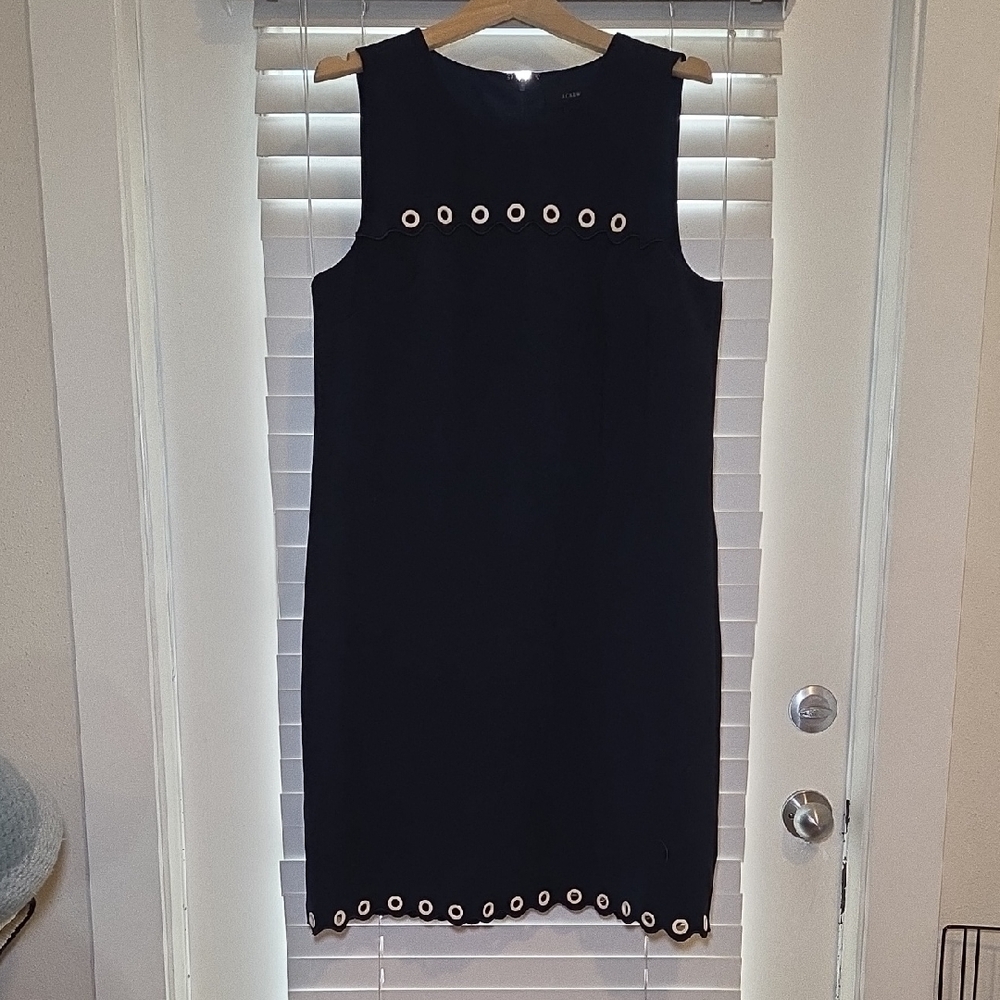 J. Crew Black Midi Dress with Eyelet Accents
